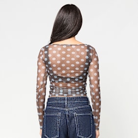 Decibel Polka Dot Mesh Longsleeve braun