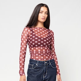 Decibel Polka Dot Mesh Longsleeve rot