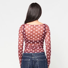 Decibel Polka Dot Mesh Longsleeve rood