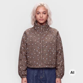 Decibel Polka Dot Funnel Neck Jacket braun