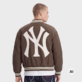 New Era MLB Wordmark Varsity Jacket Marrone