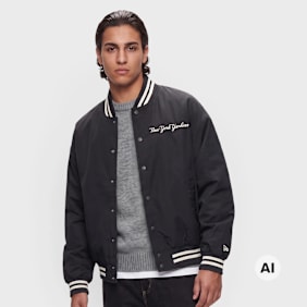New Era MLB Wordmark Varsity Jacket negro