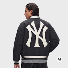 New Era MLB Wordmark Varsity Jacket negro