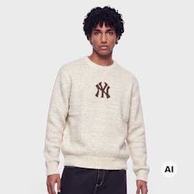 New Era MLB Large Logo Knit Crew bege