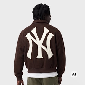 New Era MLB Logo Varsity Jacket castanho