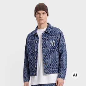 New Era MLB Logo All-Over-Print Denim Jacket plava