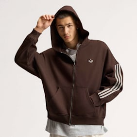 adidas Originals adiSignature 3 Stripes Full Zip Hoodie bruin
