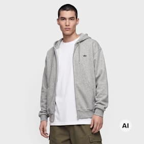 adidas Originals Trefoil Essentials Loose Frontzip Hoodie siva