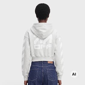 Off-White Crop Hoodie szary