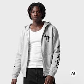Mister Tee Many Crosses Fluffy Zip Hoody cinzento