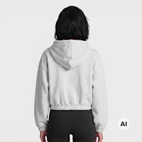 Urban Classics Ladies Fluffy Cropped Zip Hoodie grau