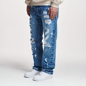 2Y STUDIOS Firio Destroyed Straight Jeans bleu