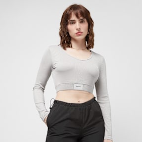 Sixth June Longsleeve V-Neck Crop Top szary