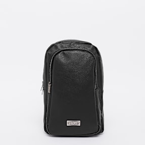SNIPES Metal Badge Basic Logo Fake Leather Sling Bag schwarz