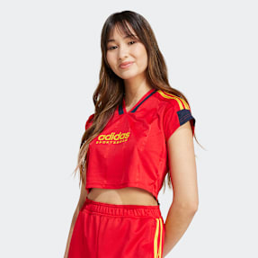adidas Originals Tiro Cut 3 Stripes Cropped Jersey rood