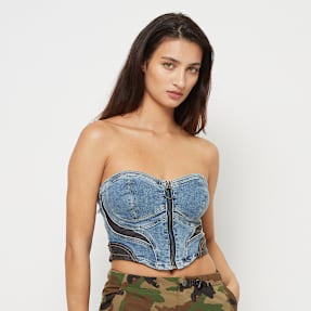 First Row Denim Bustier niebieski