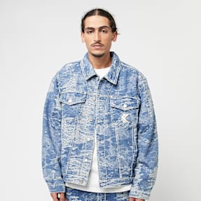 Karl Kani OG Distress Camo Oversized Denim Jacket bleu