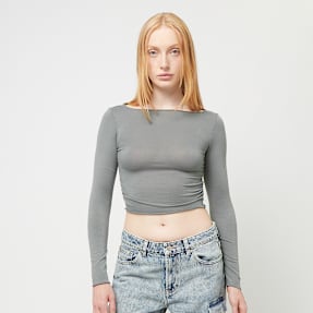 Decibel Gathered Cropped Longsleeve szary