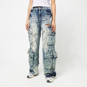 Smoke Rise Distressed High Rise Wide Leg niebieski