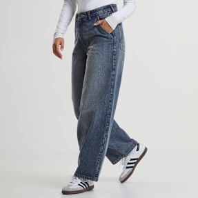 Urban Classics Ladies Tapered Baggy Jeans dirty washed blauw