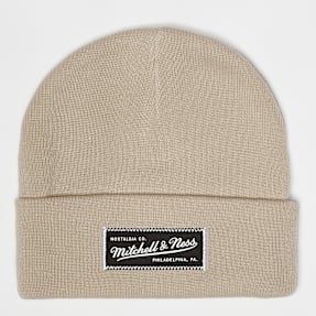 Mitchell & Ness Branded Patch Logo Beanie beż