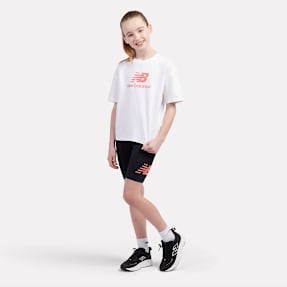 New Balance Stacked Logo Tee And Cycle Short Set czarny