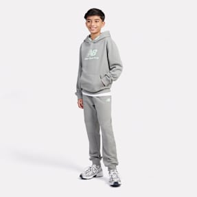 New Balance French Terry Stacked Logo Hoodie Jog Set grau