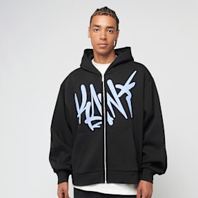 Karl Kani WOVEN SIGNATURE KANI TAG ZIP HOODIE black/light blue negro