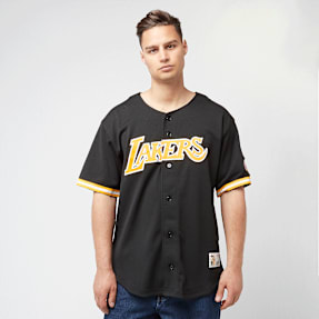 Mitchell & Ness NBA On the Clock Mesh Button Front Vintage Logo LA Lakers preto