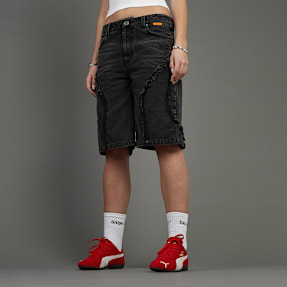 SNIPES S Cube Inside Out Baggy Denim Shorts noir