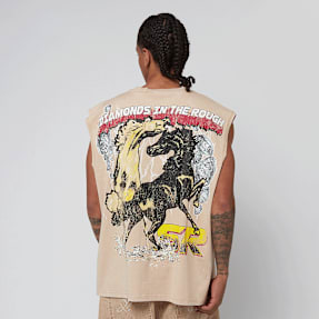 Smoke Rise Rhinestone Killer Life T-Shirt bege