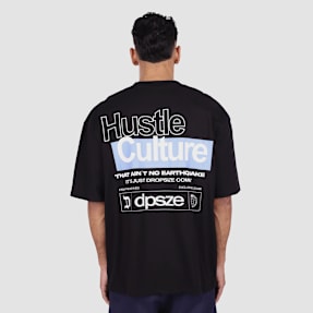 DropSize Heavy Oversize Hustle Culture T-Shirt czarny