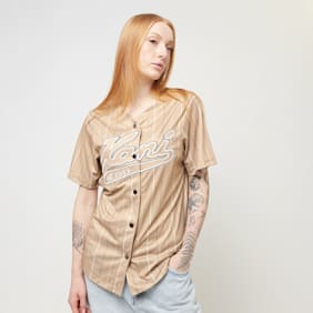 Karl Kani Varsity Tonal Pinstripe Baseball Shirt light blue beż