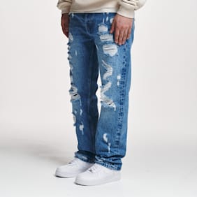 2Y STUDIOS Firio Destroyed Straight Jeans azul