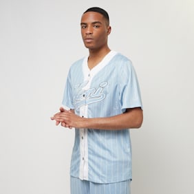 Karl Kani Varsity Logo Pinstripe Baseball Shirt bleu