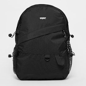 SNIPES Woven Label Basic Logo Multi Pocket Backpack crna