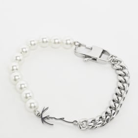 Karl Kani Signature Pearl Bracelet srebrny