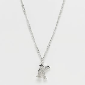 Karl Kani Rhinestone Pendant Cuban Link Chain srebrny