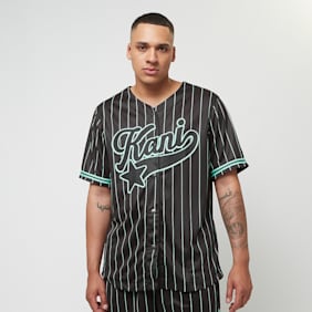 Karl Kani Star Logo Pinstripe Baseball Shirt crna