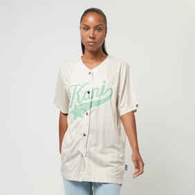 Karl Kani Woven Signature Pinstripe Baseballshirt beż