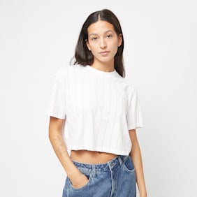 Karl Kani Small Signature Pinstripe Crop Tee biały