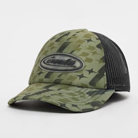 Capacité Logo Rubber Badge Camo Trucker Cap vert