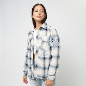 Smoke Rise Oversized Plaid Shirt bleu