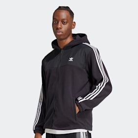 adidas Originals Adicolor 3-Stripes Teddy Fleece Hoodie-Jacket noir