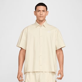 Nike   Club Short Sleeve Buttoned Oversized Shirt beige
