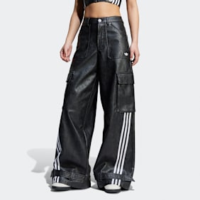 adidas Originals Pantalon Large en Similicuir noir