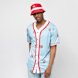 Karl Kani x Stranger Things Woven Signature Pinstripe Baseball Shirt blau 12972 1