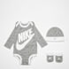 Nike Futura Logo Long Sleeve Hat / Bodysuit / Bootie (3 Piece) grau 22307 1