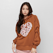 SNIPES Heart College Logo Cropped Ruched Hoodie smeđa 14692 1