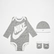 Nike Futura Logo Long Sleeve Hat / Bodysuit / Bootie (3 Piece) grau 22307 1